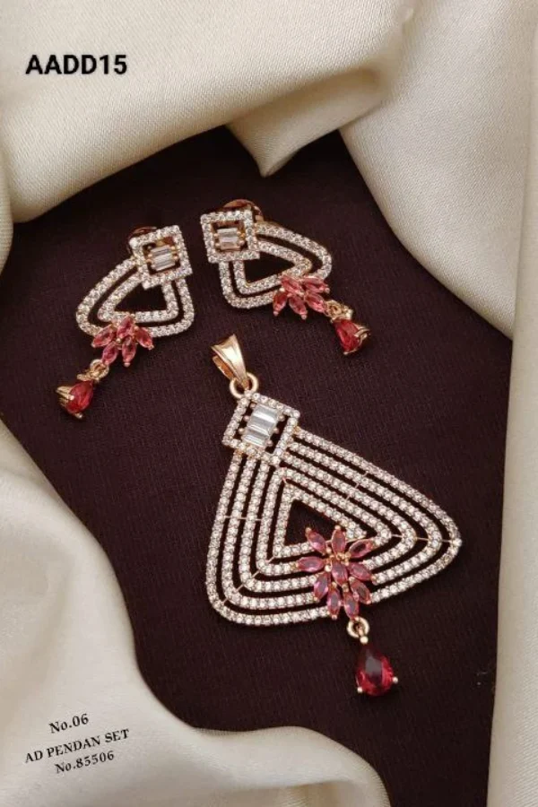AADD15 Dazzling American Diamond Pendant Set