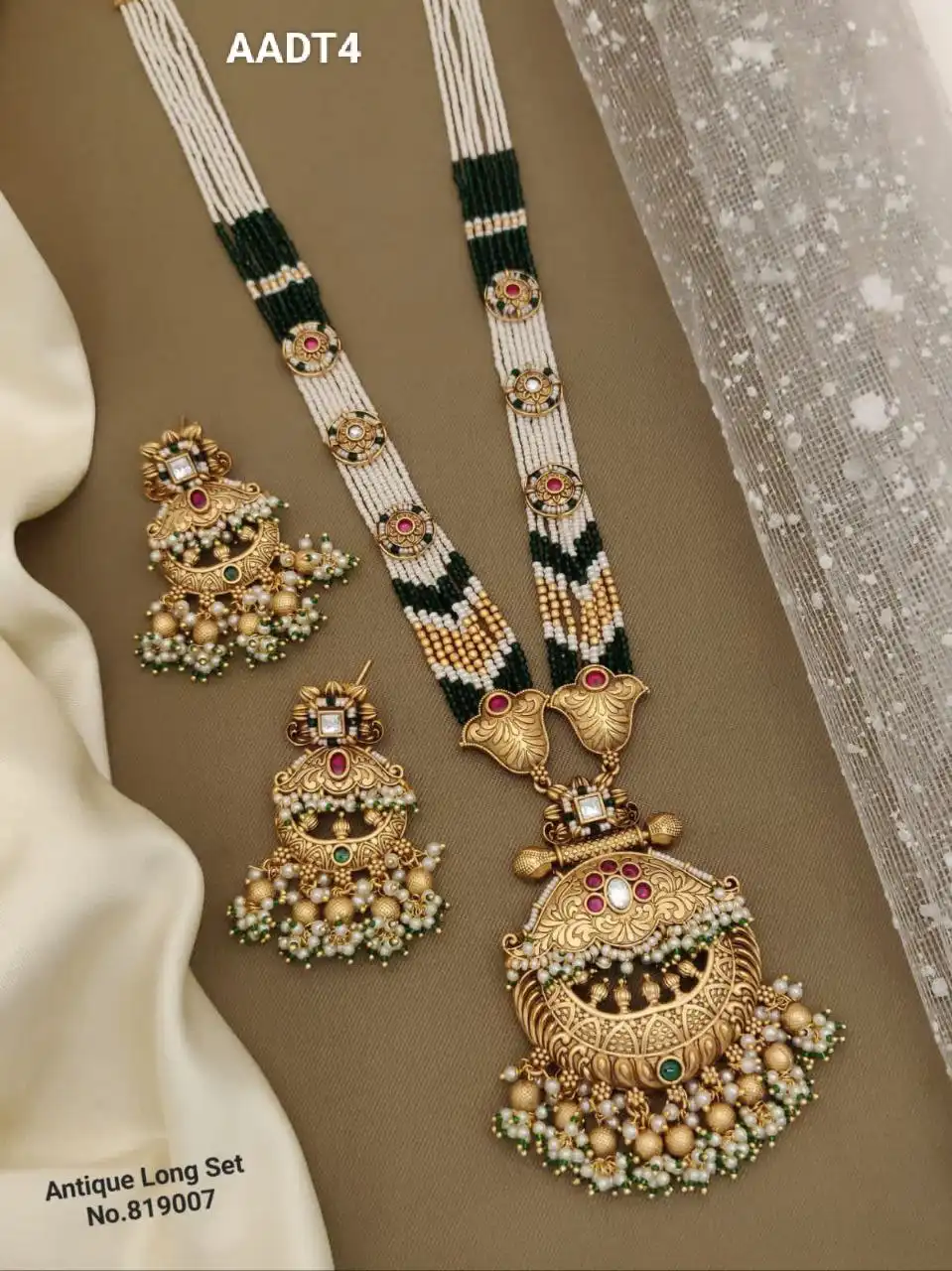 AADT4 Elegant Long Antique Jewellery Set for Special Occasions