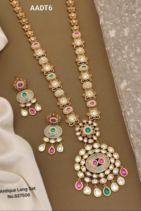 AADT6 Luxurious Long Antique Jewellery Set for Weddings