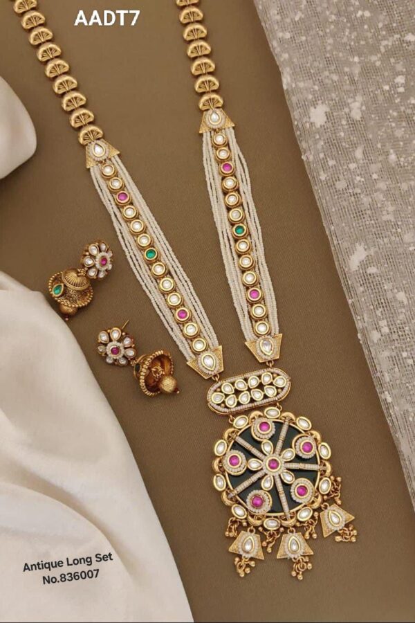 AADT7 Stunning Long Antique Jewellery Set for Brides and Occasions