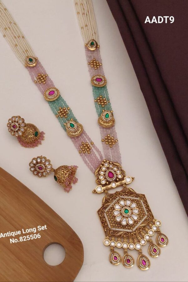 AADT9 Classic Long Antique Jewellery Set for Bridal Wear