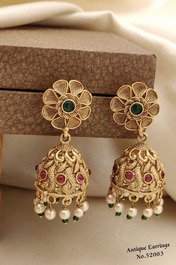 AERS10 Fashionable Gold Plated Chandelier Earrings with Stones