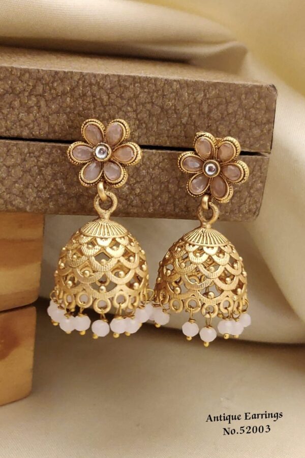 AERS14  Beautiful Gold Plated Earrings with Emerald Stones