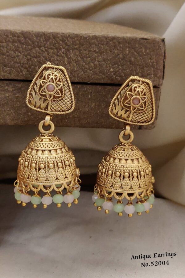 AERS15 Chic Gold Plated Earrings with Ruby Stones