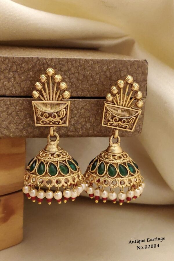 AERS18 Sophisticated Gold Plated Earrings with Onyx Stones