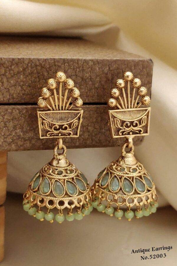 AERS19 Trendy Gold Plated Teardrop Earrings with Stones