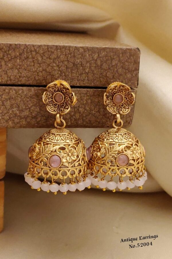AERS22 Elegant Gold Plated Heart Earrings with Stones