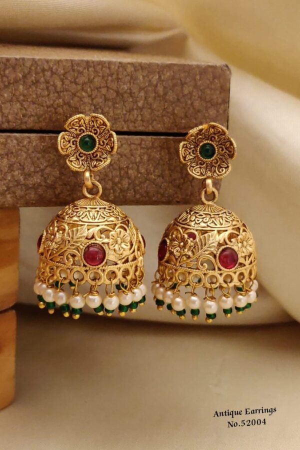 AERS23 Gold Plated Geometric Earrings with Stones