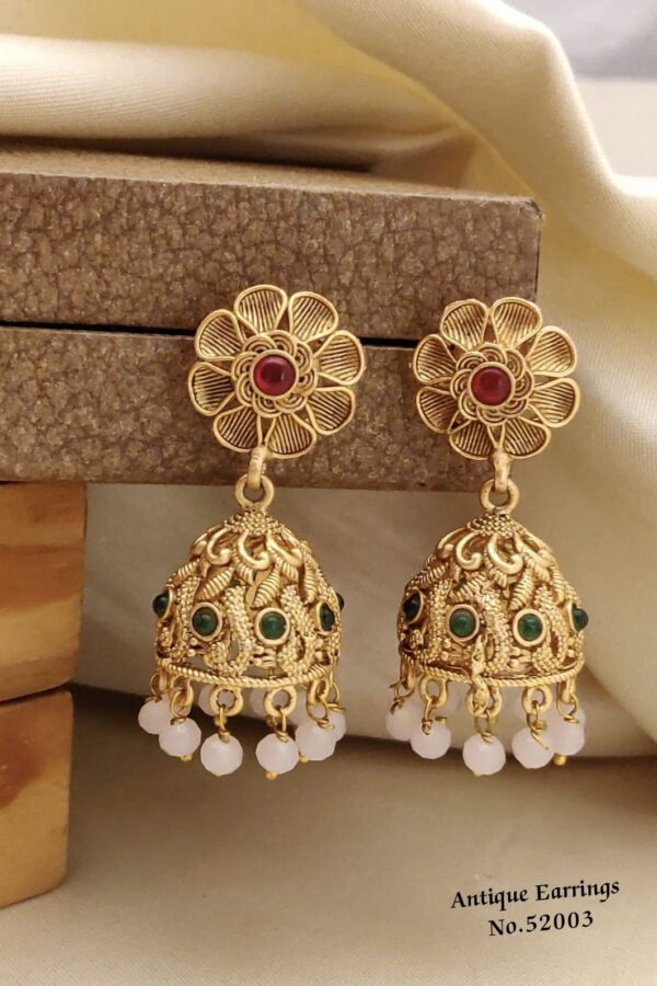 AERS8 Vintage Gold Plated Earrings with Precious Stones